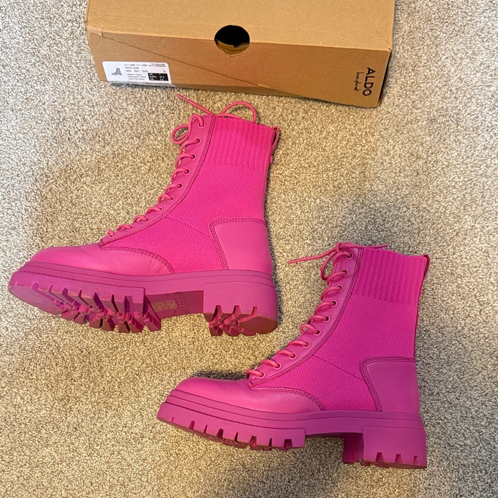 Aldo Women's Reflow Fuchsia Lace-Up Boots - Picture 5 of 10
